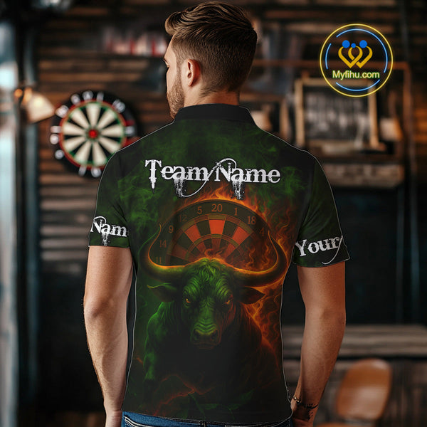 Custom Fire Flame Bull Dart Polo Shirt For Men, Bull Dart Jersey NYN0607