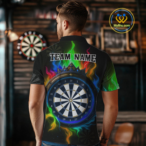 Custom Colorful Smoke Flame Dartboard Dart Polo Shirts For Men, Dart Team Shirt NYN0621
