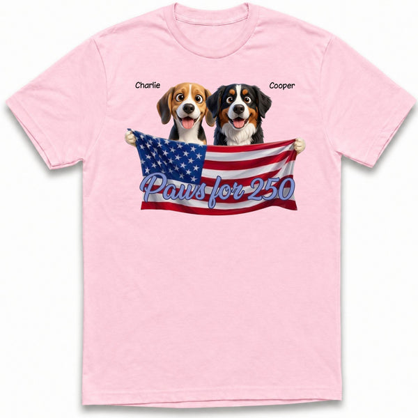 Paws for 250 4th of July American flag Custom Personalized Dogs Unisex T-shirt FSDM16