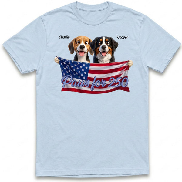Paws for 250 4th of July American flag Custom Personalized Dogs Unisex T-shirt FSDM16