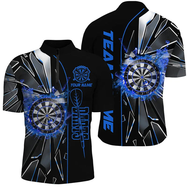 Personalized Blue Break Glass 3D Darts Shirts For Men Custom Dart League Shirts Best Darts Jersey TDM2274