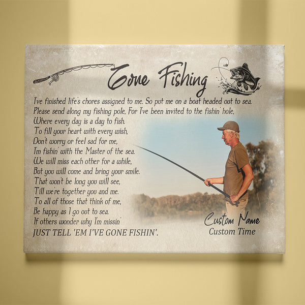 Catfish Personalized Memorial Gift for Fishing Lover Gone Fishing Sympathy Canvas In Loving Memory VTQ07