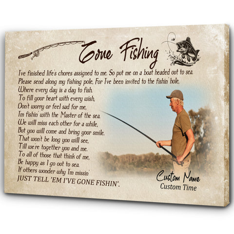 Catfish Personalized Memorial Gift for Fishing Lover Gone Fishing Sympathy Canvas In Loving Memory VTQ07