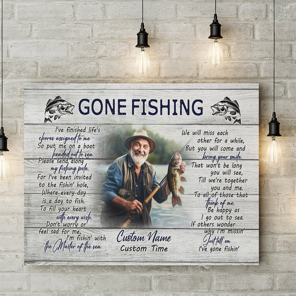 Redfish Bereavement Gift for Fishing Lover Gone Fishing Sympathy Memorial Canvas for Loss of Loved One VTQ16