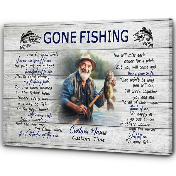 Redfish Bereavement Gift for Fishing Lover Gone Fishing Sympathy Memorial Canvas for Loss of Loved One VTQ16