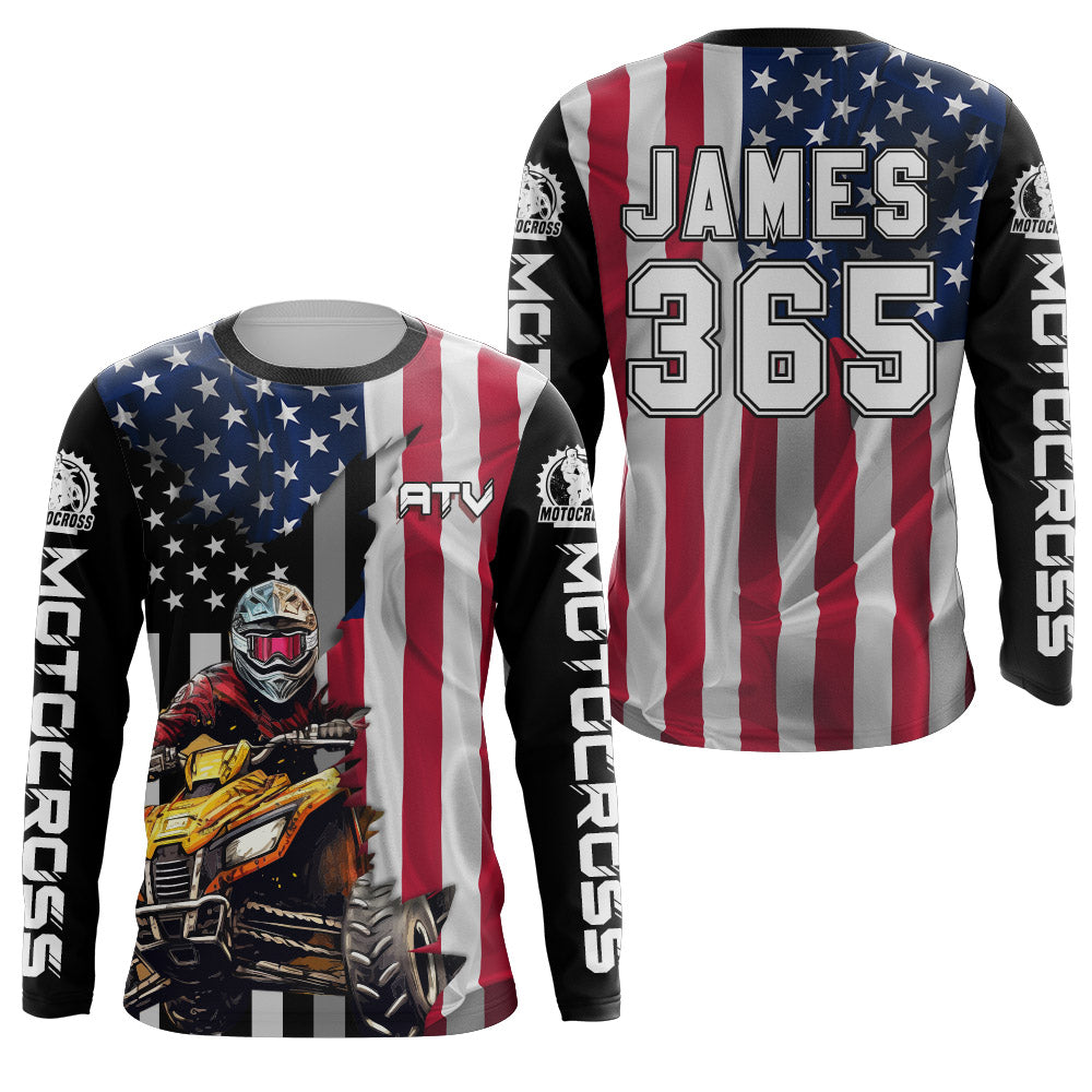 ATV Motocross Jersey American Flag Upf30+ ATV Quad Bike Jersey Men Kid ATV Riding Shirt MX66