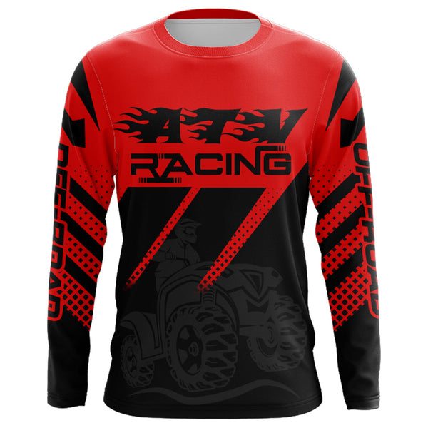 ATV Racing Jersey Red Youth Men ATV Quad Bike Shirt Upf30+ ATV Riding Jersey Off-road MX68