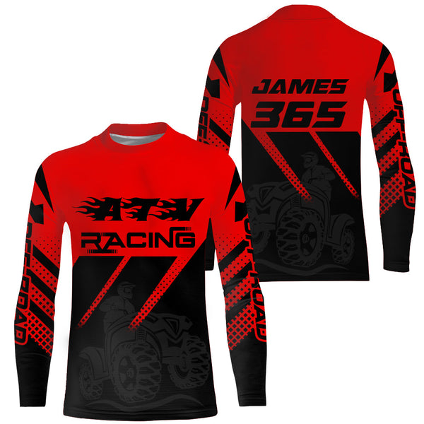 ATV Racing Jersey Red Youth Men ATV Quad Bike Shirt Upf30+ ATV Riding Jersey Off-road MX68