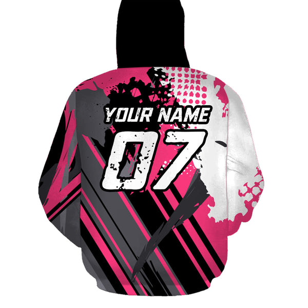 Personalized Motocross Racing Hoodie Pink Dirt Bike Hoodie For Men Women Biker MH39