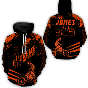 Personalized Orange Motocross Racing Hoodie Jersey For Men Women Dirt Bike Hoodie MH59