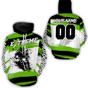 Custom Green Motocross Racing Hoodie Jersey for Biker Men Women Dirt Bike Hoodie Zip MH60