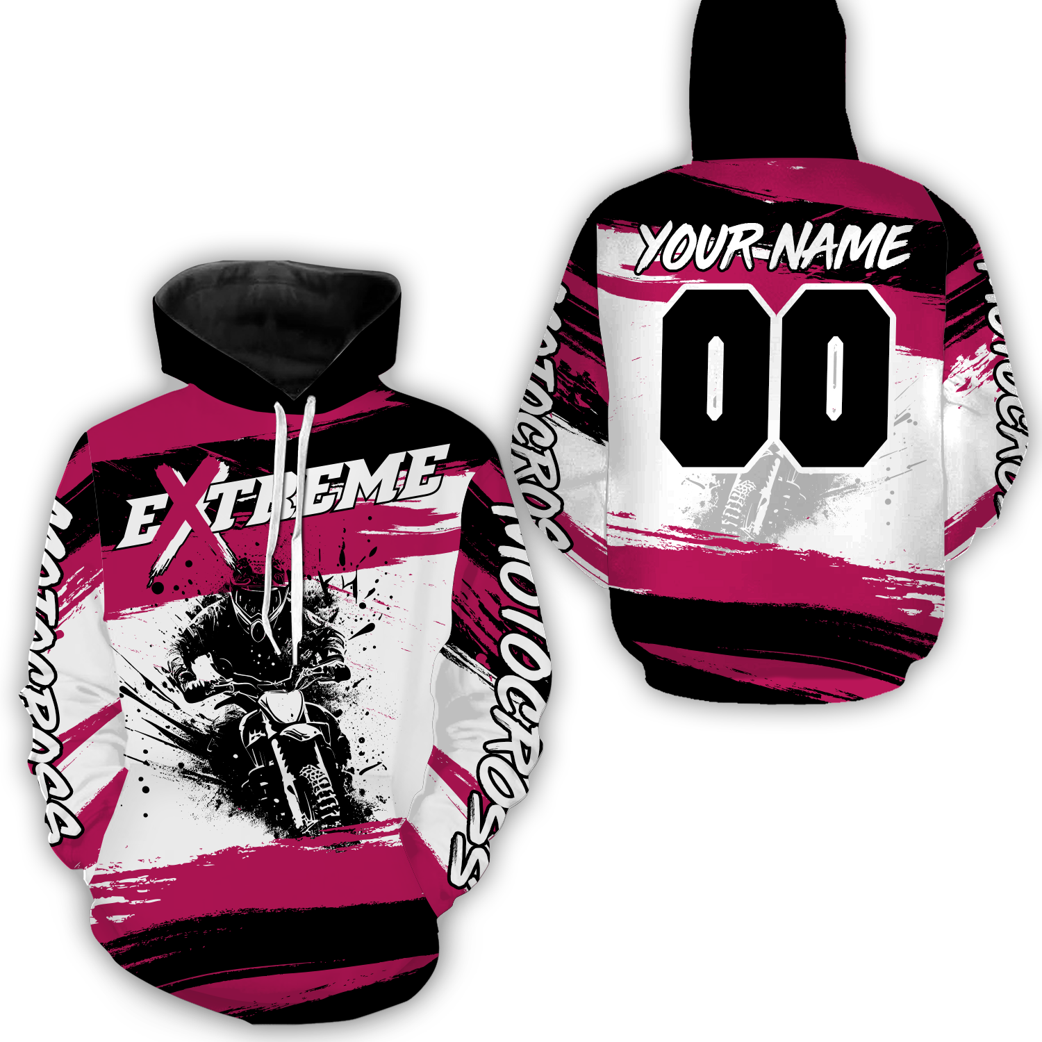 Custom Pink Motocross Racing Hoodie Jersey for Biker Men Women Dirt Bike Hoodie Zip MH60