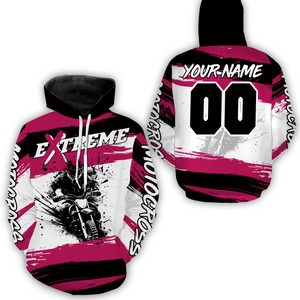 Custom Pink Motocross Racing Hoodie Jersey for Biker Men Women Dirt Bike Hoodie Zip MH60