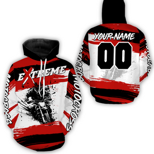 Custom Red Motocross Racing Hoodie Jersey for Biker Men Women Dirt Bike Hoodie Zip MH60