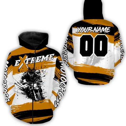 Custom Orange Motocross Racing Hoodie Jersey for Biker Men Women Dirt Bike Hoodie Zip MH60