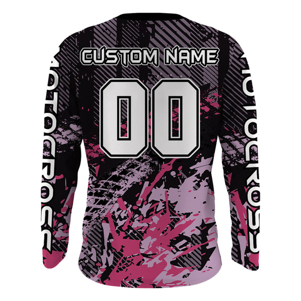 ATV Quad Bike Jersey ATV Racing Shirt Kid Girl Women Upf30+ ATV Quad Shirt Pink MX78