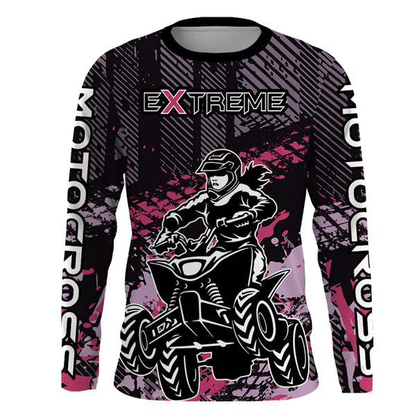 ATV Quad Bike Jersey ATV Racing Shirt Kid Girl Women Upf30+ ATV Quad Shirt Pink MX78