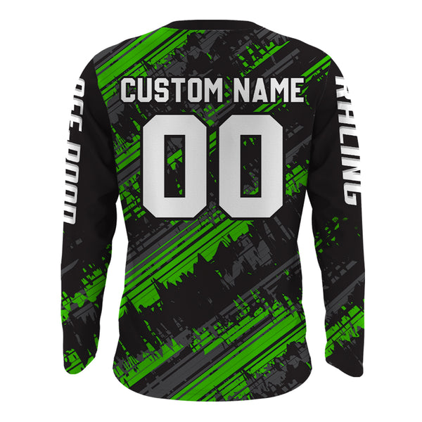 Kid Men Motocross Jersey Personalized Upf30+ Green Dirt Bike Shirt MX Racing Jersey XM231