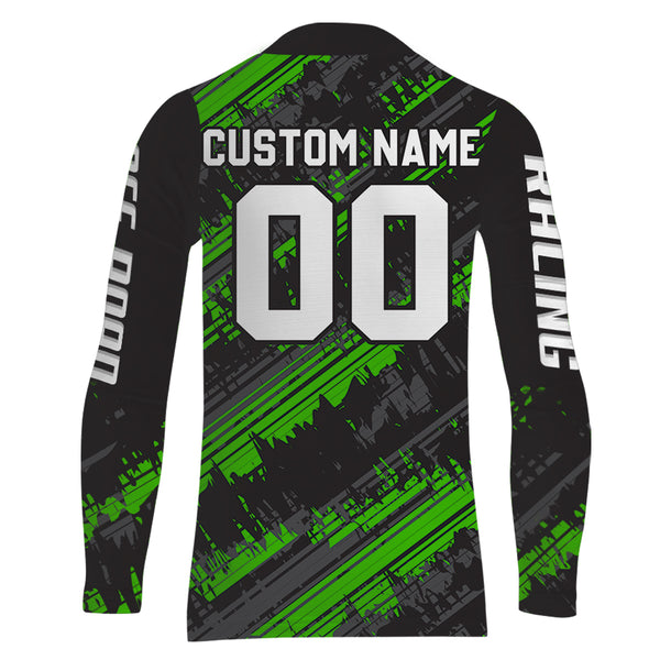 Kid Men Motocross Jersey Personalized Upf30+ Green Dirt Bike Shirt MX Racing Jersey XM231