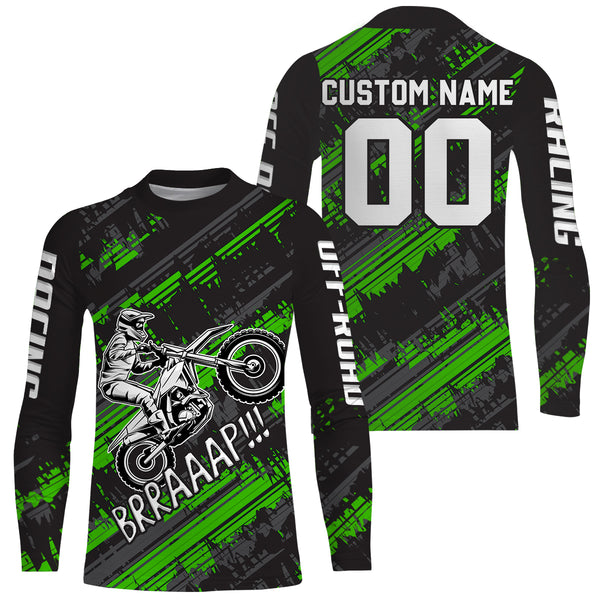 Kid Men Motocross Jersey Personalized Upf30+ Green Dirt Bike Shirt MX Racing Jersey XM231