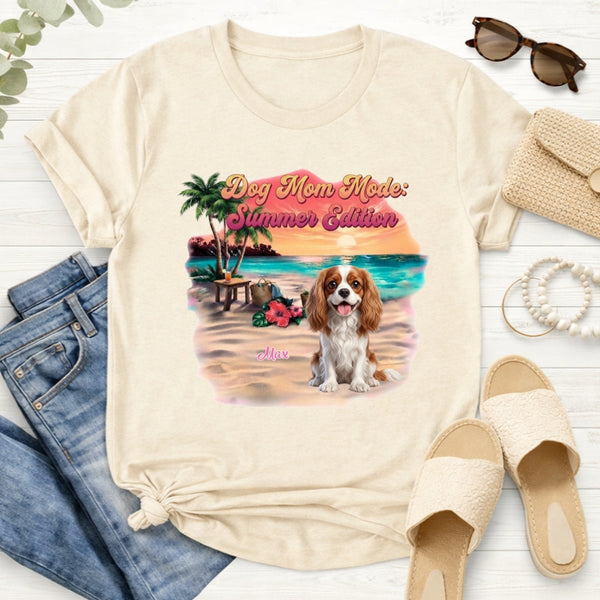 Dog Mom Summer Edition Custom Personalized Dogs T-shirt Gift for Dog Mom FSDM40