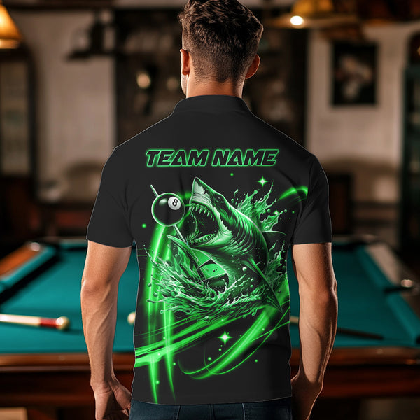 Green 8 Ball Pool Billiard Shark Polo & Quarter Zip For Men Custom Team League Billiard Jersey TDM3732