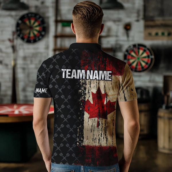 Grunge Vintage Canada Flag Custom Retro Dart Shirts For Men, Pride Team Patriotic Dart Jerseys TDM3691