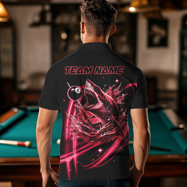 Red 8 Ball Pool Billiard Shark Polo & Quarter Zip For Men Custom Team League Billiard Jersey TDM3731