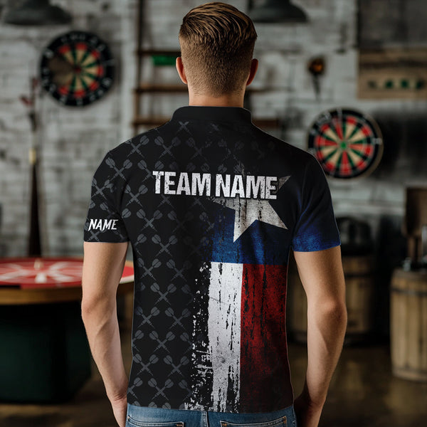 Grunge Vintage Texas Flag Custom Retro Dart Shirts For Men, Pride Team Patriotic Dart Jerseys TDM3692