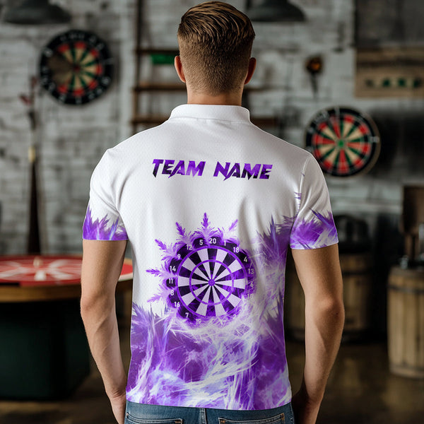 Purple Icy Light White Darts Polo & Quarter Zip Custom Dart Shirts For Men Team Darts Jerseys TDM3684