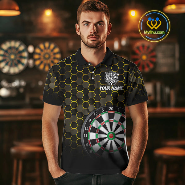 Funny Bee Hexagon Dart Shirts For Men – Custom Darts Team Polo & Quarter Zip Jerseys TDM4003