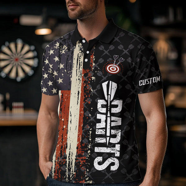 Vintage American Flag Darts Shirt For Men Custom Darts Jersey Pocket Option TDM3516