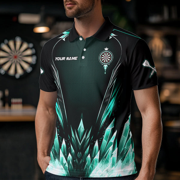 Personalized Turquoise Icy Dartboard Custom Darts Polo & Quarter Zip For Men, Team Dart Jerseys TDM3670