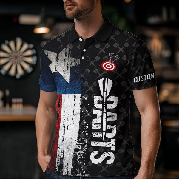 Grunge Vintage Texas Flag Custom Retro Dart Shirts For Men, Pride Team Patriotic Dart Jerseys TDM3692