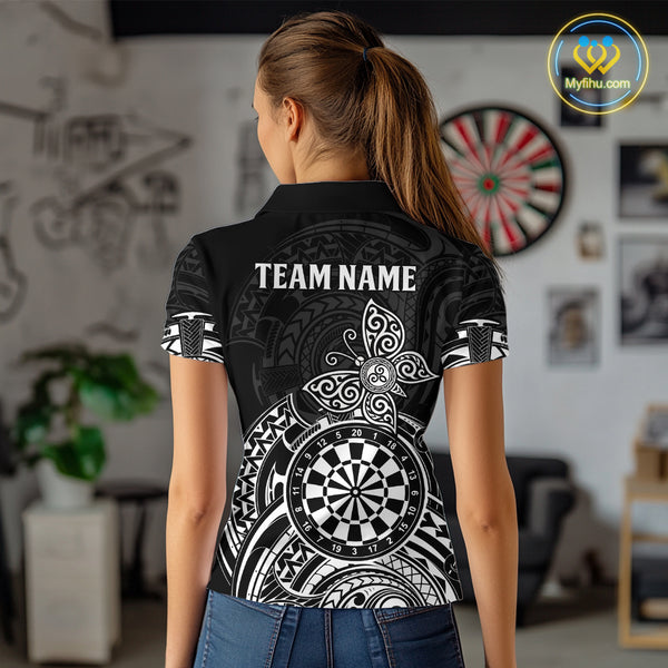 Custom White Black Tribal Dartboard Butterfly Darts Shirts For Women, Darts Team Jerseys Outfit TDM3988