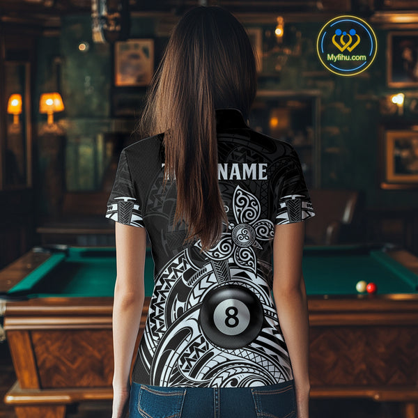 Custom White Black Tribal Butterfly Billiard Shirts For Women | 8 Ball Pool Team Jerseys TDM3987