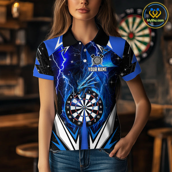 Blue Darts Jerseys Custom Thunder Lightning Dragon Dart Shirt Team Polo & Quarter Zip For Women TDM4314