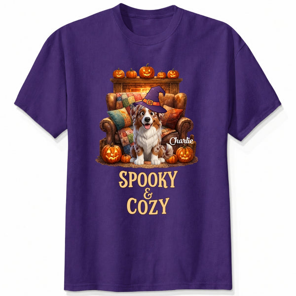Custom Dogs Halloween T-Shirt, Spooky & Cozy Personalized Pet Shirt, Cute Fall Pumpkin Dog Tee FSDM71