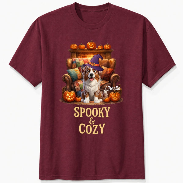 Custom Dogs Halloween T-Shirt, Spooky & Cozy Personalized Pet Shirt, Cute Fall Pumpkin Dog Tee FSDM71