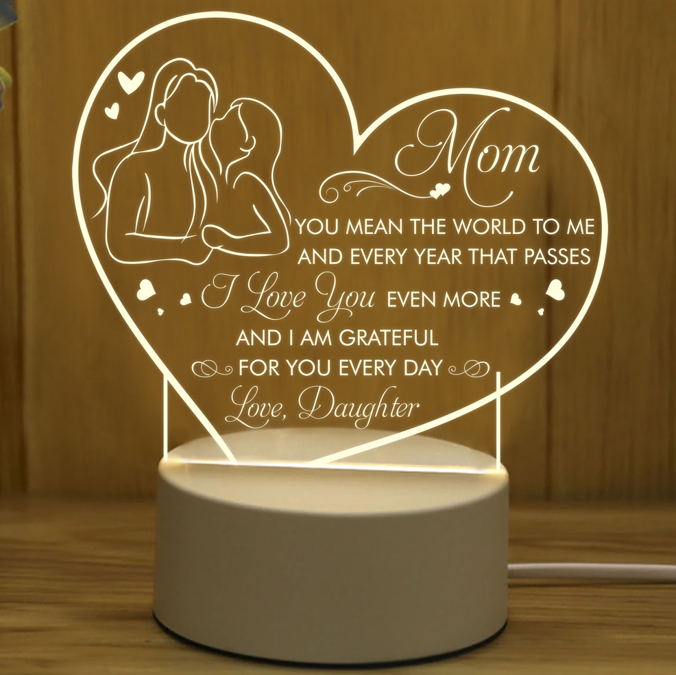 Gifts for Mom from Daughter, Mom Gifts from Daughter Night Light, Mother Daughter Acrylic Led Lamp TNL5