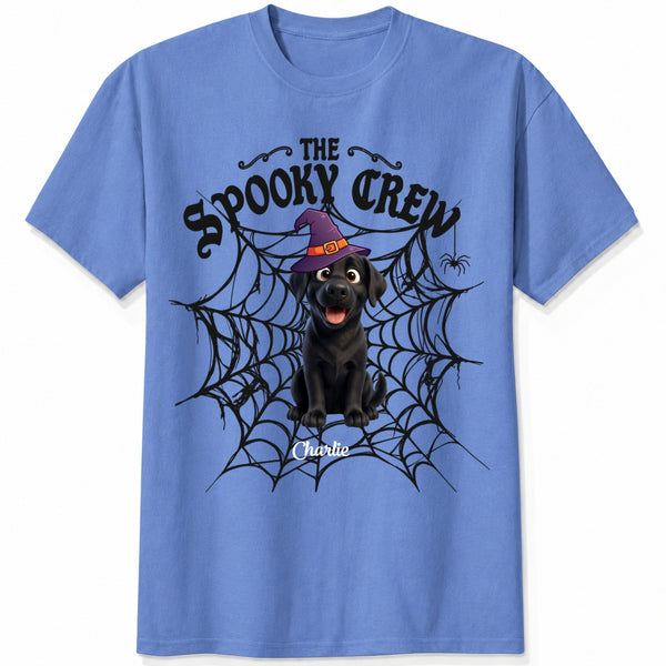 Custom Dogs Halloween T-Shirt, The Spooky Crew Personalized Pet Shirt, Spider Web Dog Lover Tee FSDM72