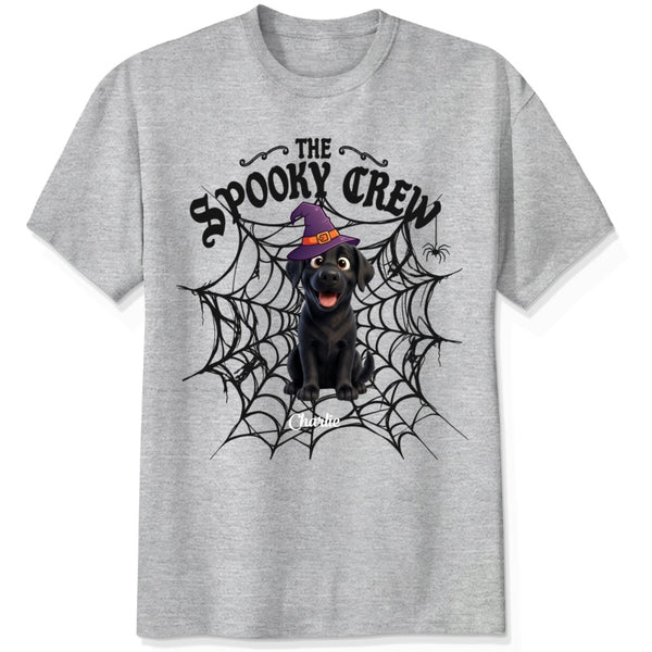 Custom Dogs Halloween T-Shirt, The Spooky Crew Personalized Pet Shirt, Spider Web Dog Lover Tee FSDM72