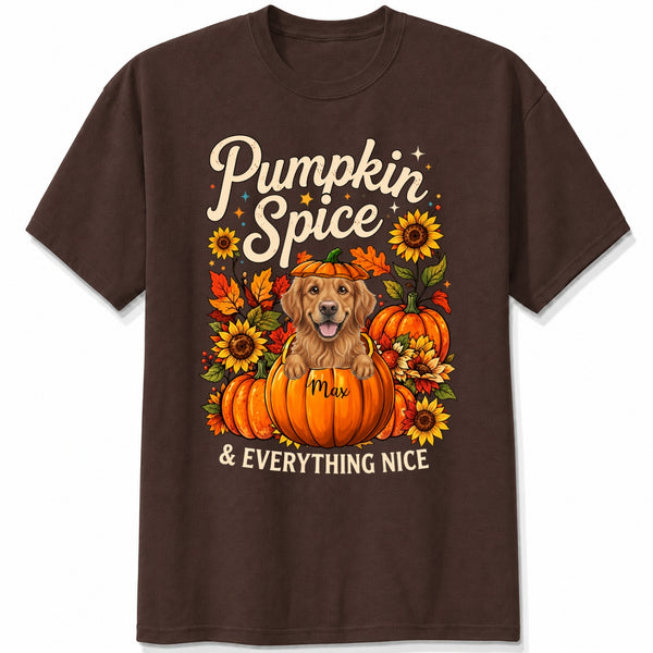 Pumpkin Spice & Everything Nice Personalized Dogs Fall T-Shirt FSDM75