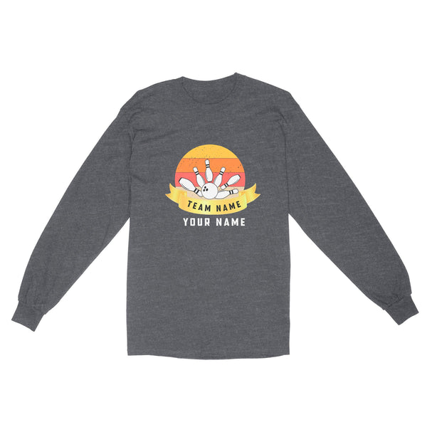 Custom Name and Team name Retro Bowling Ball Pins Unisex Standard Long Sleeve NQS8693