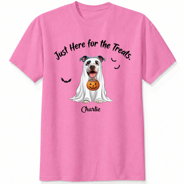 Funny Just Here for the Treats Custom Halloween Dogs T-shirt for Dog Mom Dog Dad FSDM49
