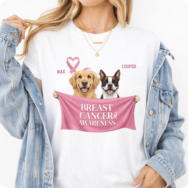 Breast Cancer Awareness Custom Personalized Cute Dogs Unisex T-shirt FSDM34
