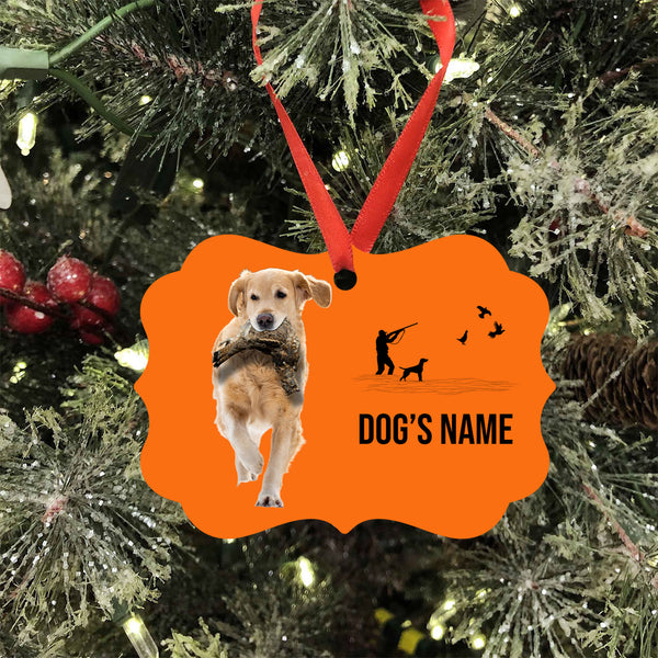 Golden Retriever Hunting Dog Custom Name Medallion Aluminum Ornament - Dog Christmas ornament FSD4355