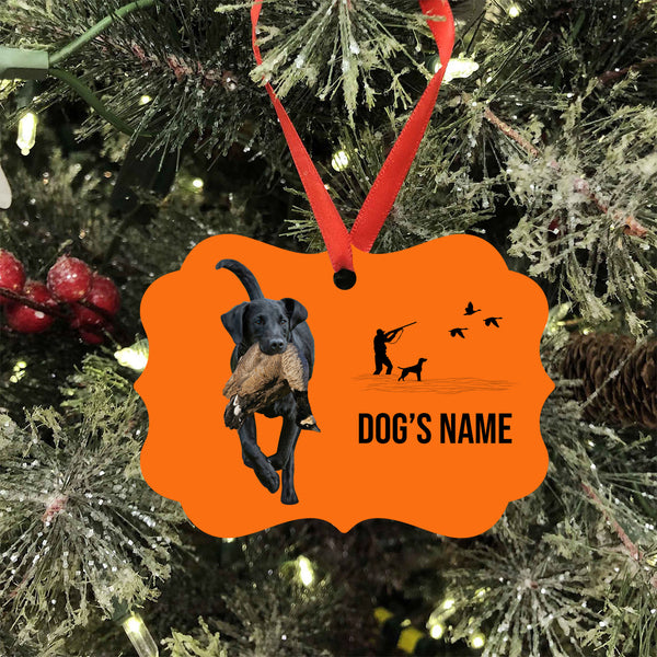 Black Labrador Retriever Hunting Dog Custom Name Medallion Aluminum Ornament - Dog Christmas ornament FSD4342