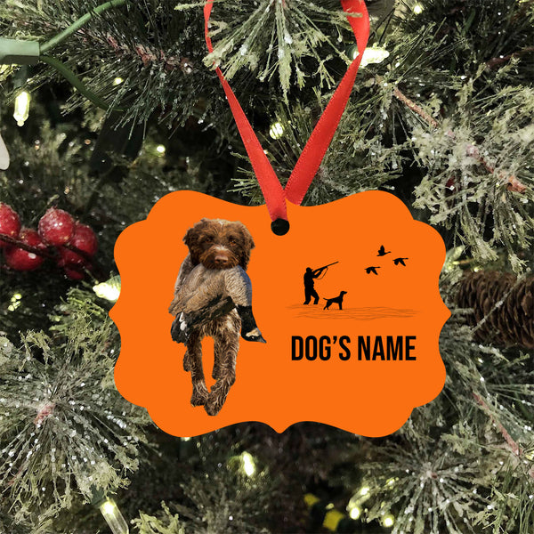 Wirehaired Pointing Griffon Hunting Dog Custom Name Medallion Aluminum Ornament - Dog Christmas ornament FSD4346