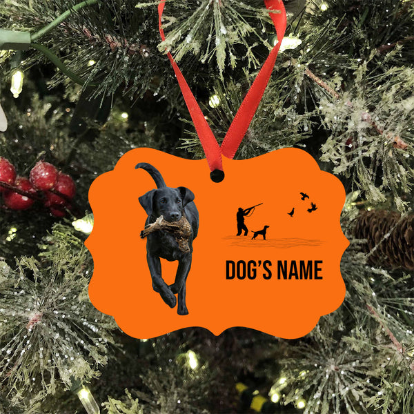 Black Labrador Retriever Hunting Dog Custom Name Medallion Aluminum Ornament - Dog Christmas ornament FSD4342